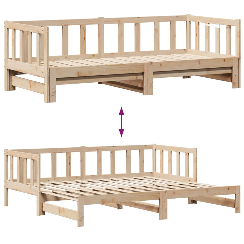 Uttrekkbar dagseng med skuffer 90x190 cm heltre furu