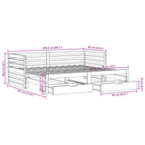 Dagseng med skuffer 90x200 cm heltre furu