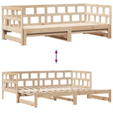 Uttrekkbar dagseng med skuffer hvit 80x200 cm heltre furu