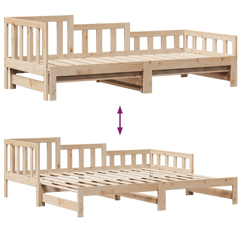 Uttrekkbar dagseng med skuffer 90x200 cm heltre furu