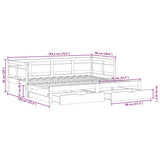 Uttrekkbar dagseng med skuffer hvit 90x190 cm heltre furu