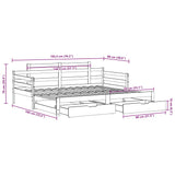 Uttrekkbar dagseng med skuffer hvit 90x190 cm heltre furu