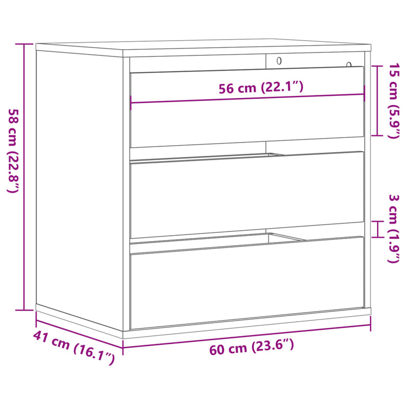 Kommode hvit 60x41x58 cm konstruert tre