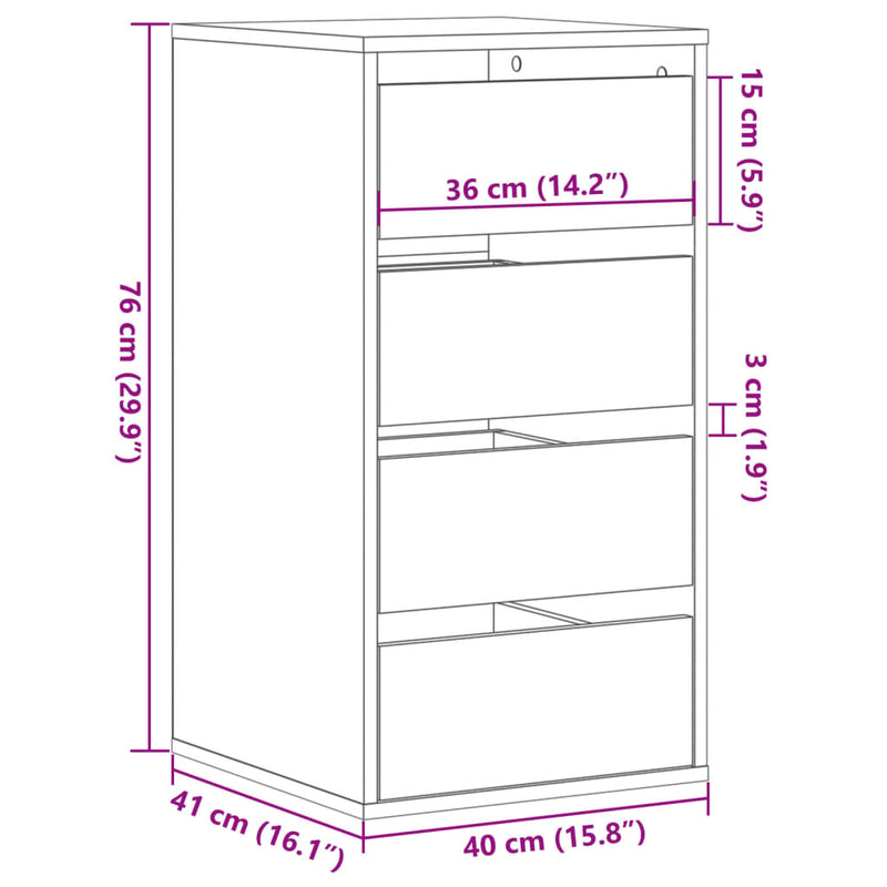 Kommode hvit 40x41x76 cm konstruert tre