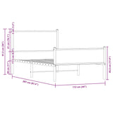 Sengeramme i metall med hode- og fotgavl sonoma eik 107x203 cm