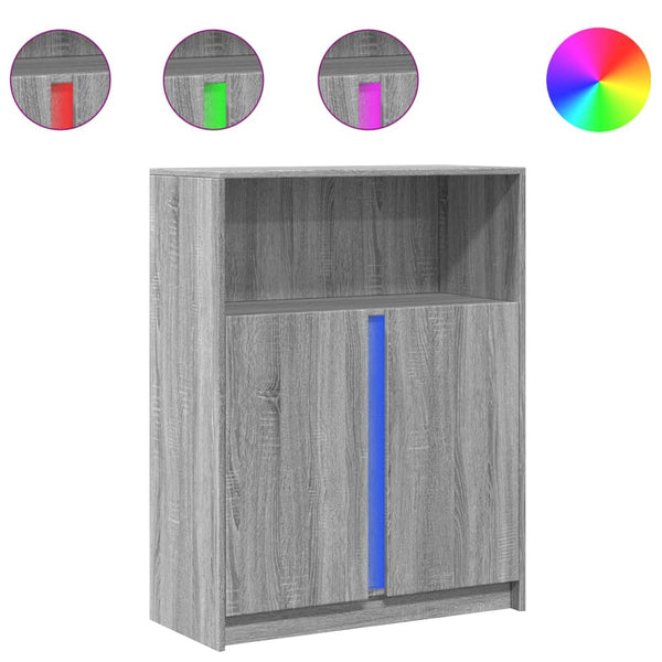 Skjenk med LED grå sonoma 77x34x100 cm konstruert tre