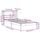 Sengeramme uten madrass hvit 75x190 cm heltre furu