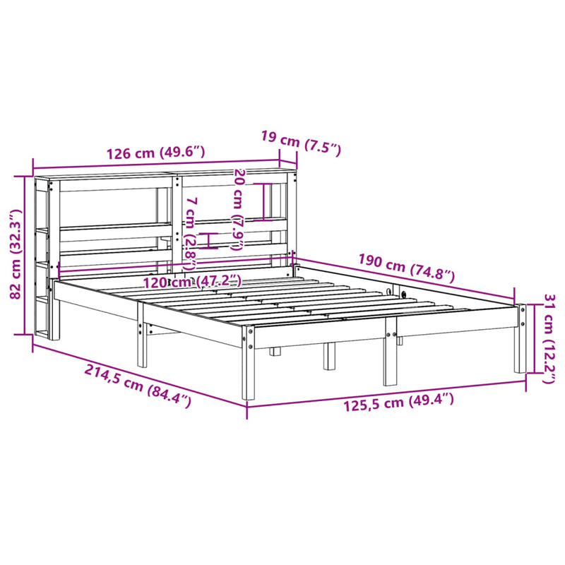 Sengeramme uten madrass 120x190 cm heltre furu