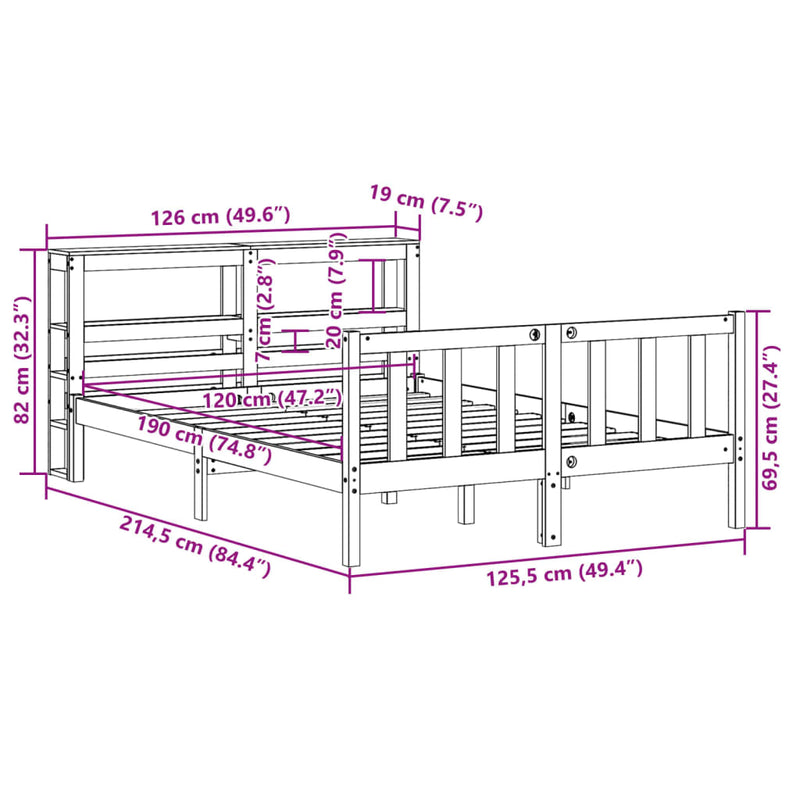 Sengeramme uten madrass 120x190 cm heltre furu