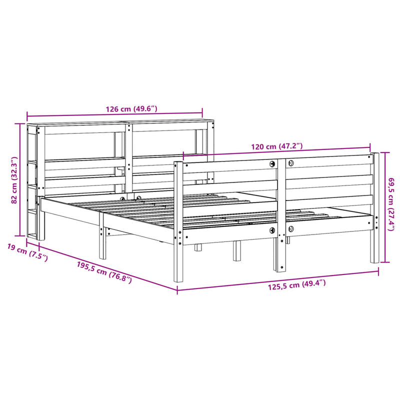 Sengeramme uten madrass 120x190 cm heltre furu