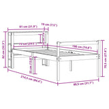 Seniorseng med hodegavl hvit 75x190 cm heltre furu