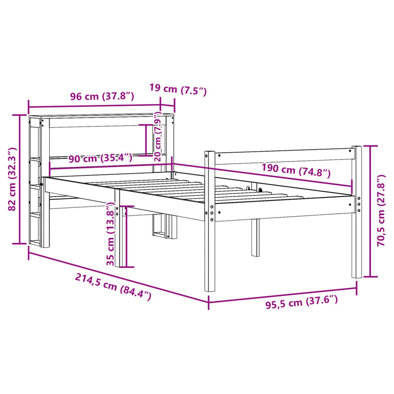 Seniorseng med hodegavl 90x190 cm heltre furu