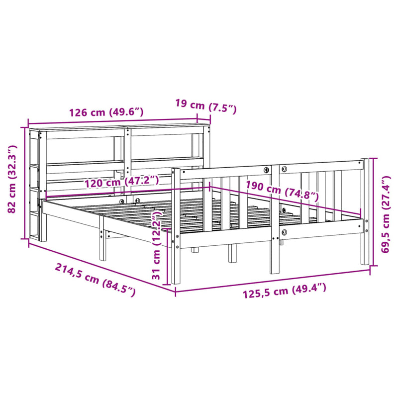 Sengeramme med hodegavl 120x190 cm heltre furu