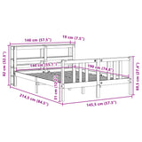 Sengeramme med hodegavl hvit 140x190 cm heltre furu