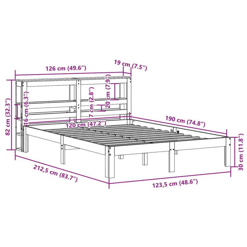 Sengeramme med hodegavl 120x190 cm heltre furu