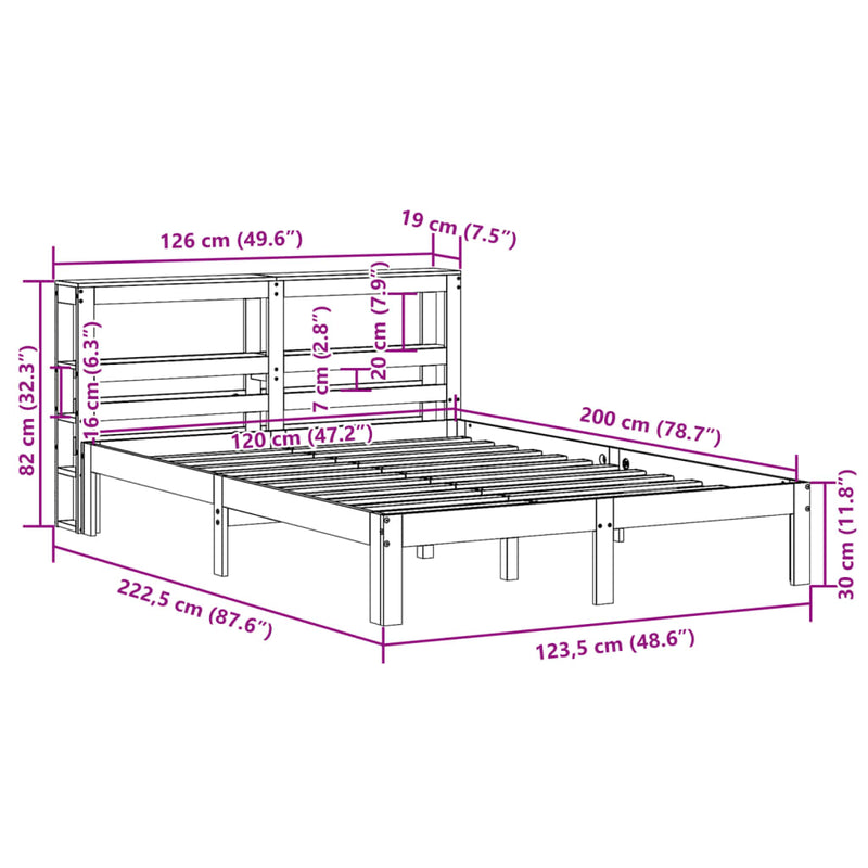 Sengeramme med hodegavl 120x200 cm heltre furu