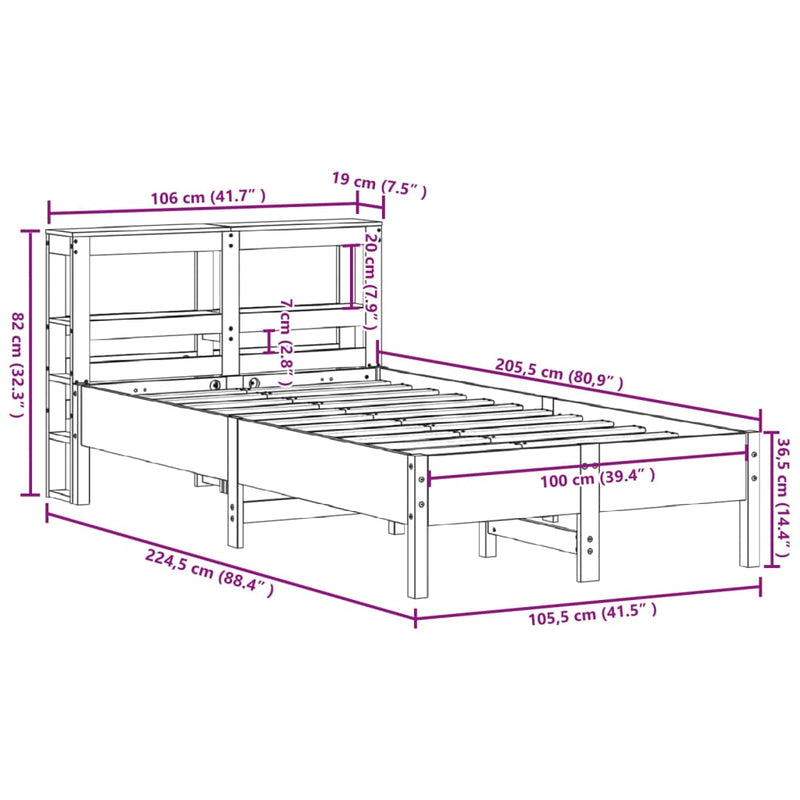 Sengeramme uten madrass 100x200 cm heltre furu