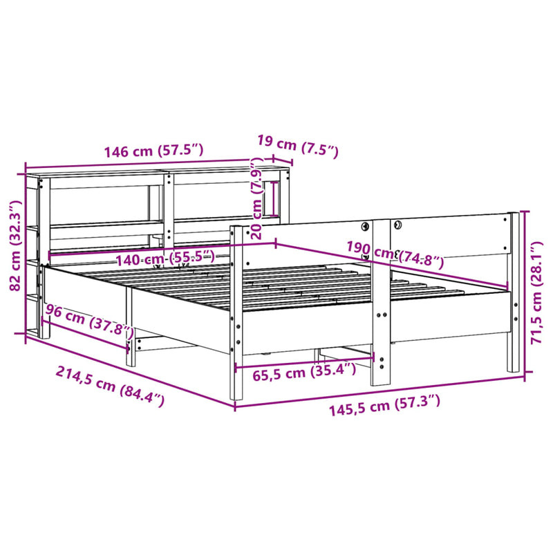 Sengeramme uten madrass 140x190 cm heltre furu