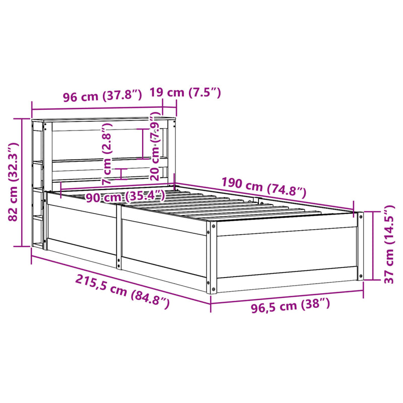 Sengeramme med hodegavl 90x190 cm heltre furu