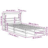 Sengeramme uten madrass voksbrun 90x200 cm heltre furu