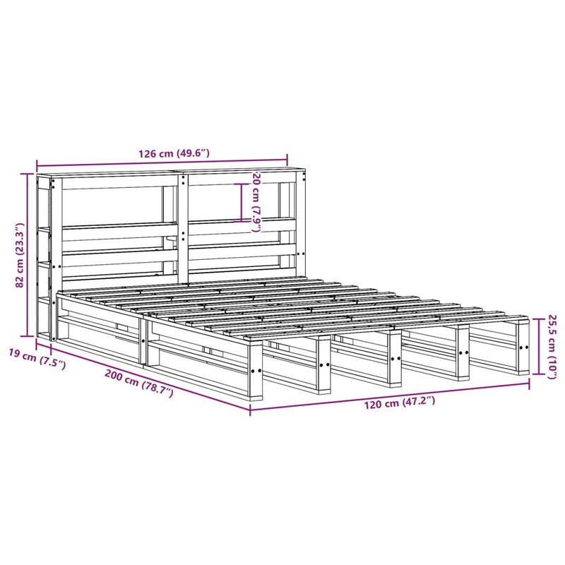 Sengeramme uten madrass 120x200 cm heltre furu