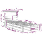 Sengeramme uten madrass hvit 75x190 cm heltre furu