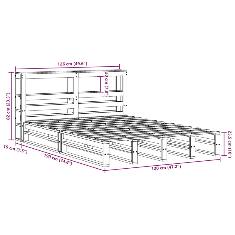 Sengeramme uten madrass 120x190 cm heltre furu