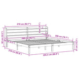 Sengeramme med madrass hvit 200x200 cm heltre furu