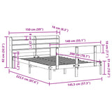 Sengeramme uten madrass 140x200 cm heltre furu