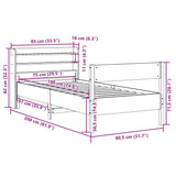 Sengeramme uten madrass voksbrun 75x190 cm heltre furu