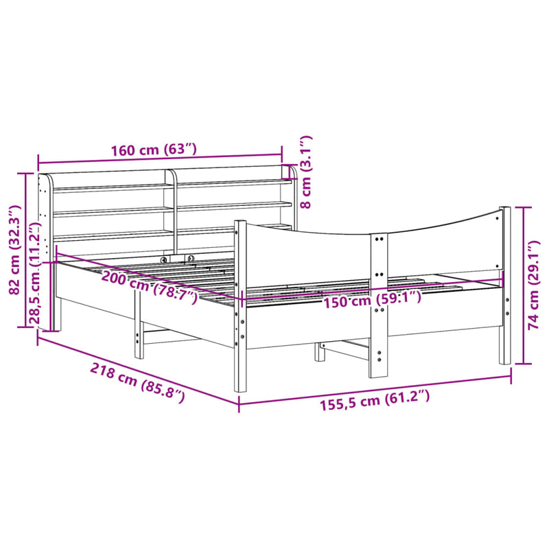 Sengeramme med hodegavl 150x200 cm heltre furu