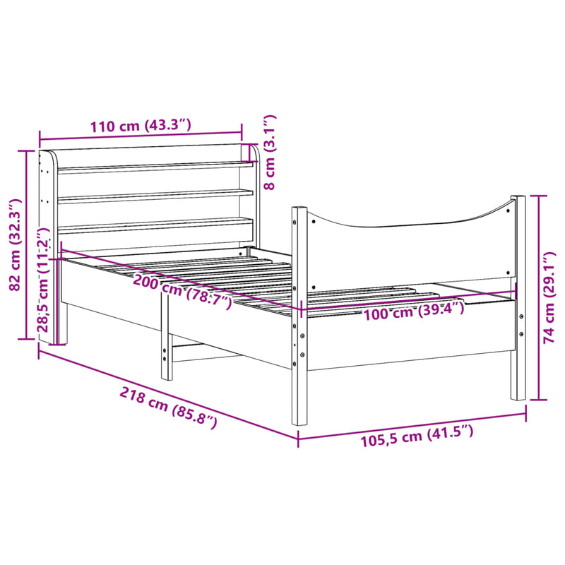 Sengeramme med hodegavl 100x200 cm heltre furu