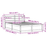 Sengeramme med hodegavl hvit 150x200 cm heltre furu