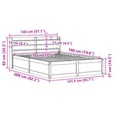 Sengeramme med hodegavl voksbrun 135x190 cm heltre furu