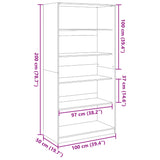 Garderobe røkt eik 100x50x200 cm konstruert tre