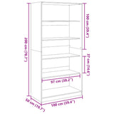 Garderobe grå sonoma 100x50x200 cm konstruert tre