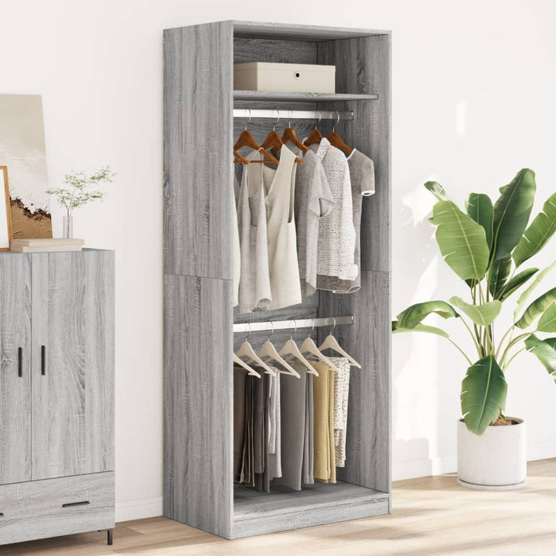 Garderobe grå sonoma 80x50x200 cm konstruert tre