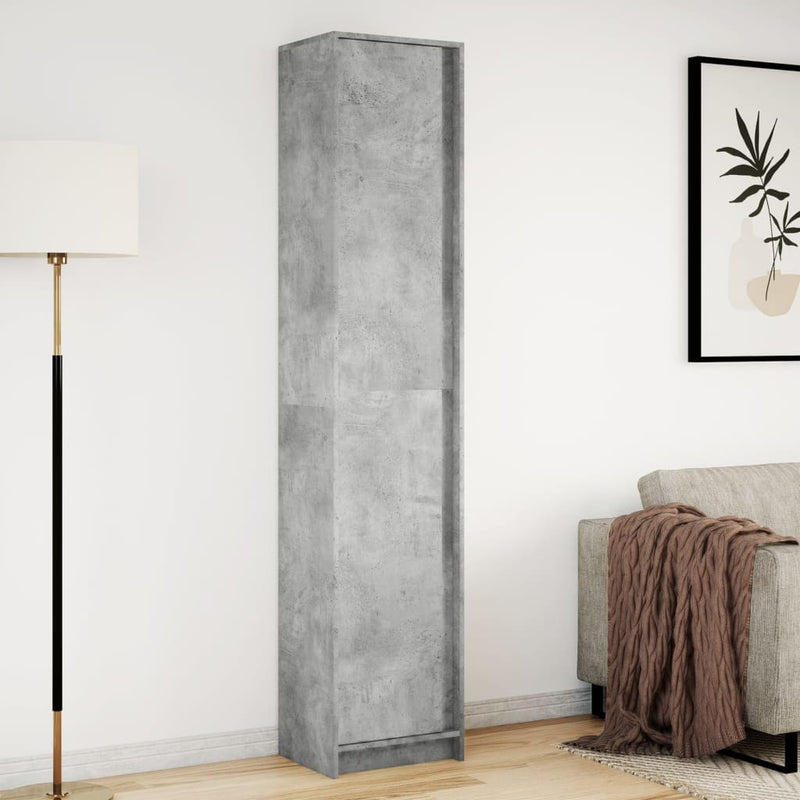 Garderobe med LED betonggrå 41,5x32,5x200 cm konstruert tre