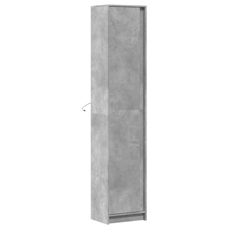 Garderobe med LED betonggrå 41,5x32,5x200 cm konstruert tre