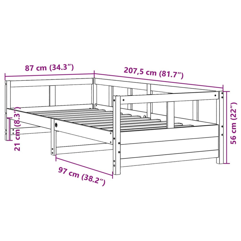 Dagseng naturell 80x200 cm heltre furu