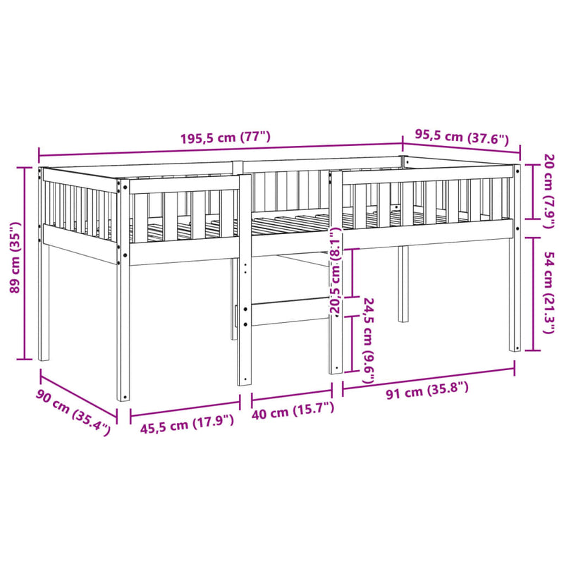 Seng uten madrass voksbrun 90x190 cm heltre furu