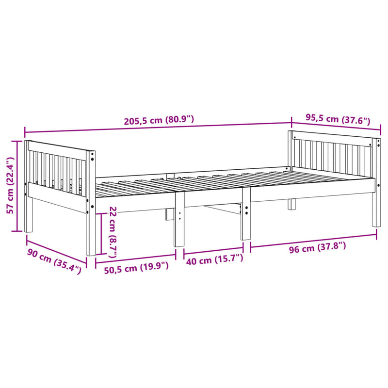 Barneseng uten madrass hvit 90x200 cm heltre furu