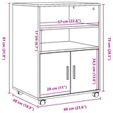 Rulleskap svart 60x48x81 cm konstruert tre