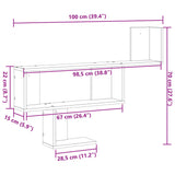 Vegghylle brun eik 100x15x70 cm konstruert tre