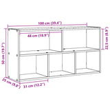 Vegghylle svart 100x25x50 cm konstruert tre