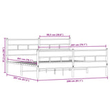 Sengeramme i metall uten madrass sonoma eik 200x200 cm