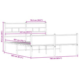 Sengeramme i metall uten madrass røkt eik 160x200 cm