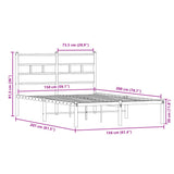 Sengeramme i metall uten madrass røkt eik 150x200 cm