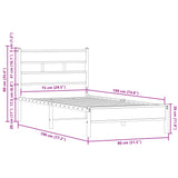 Sengeramme uten madrass med hodegavl sonoma eik 75x190 cm