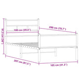 Sengeramme uten madrass røkt eik 100x200 cm konstruert tre